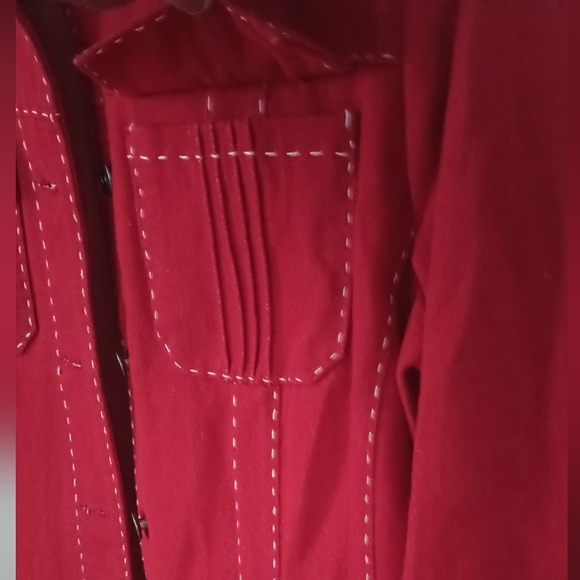 C Concept Women's 8 Red Denim Jacket  Pre-owned Good Condition - Picture 6 of 9